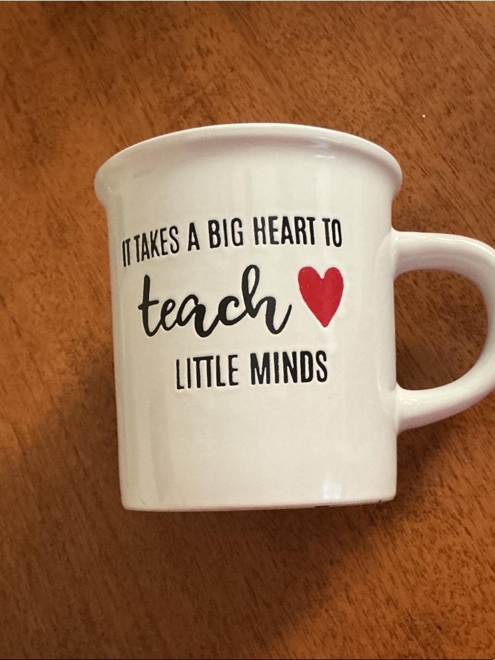 White Teacher Appreciation Mug with Red Heart